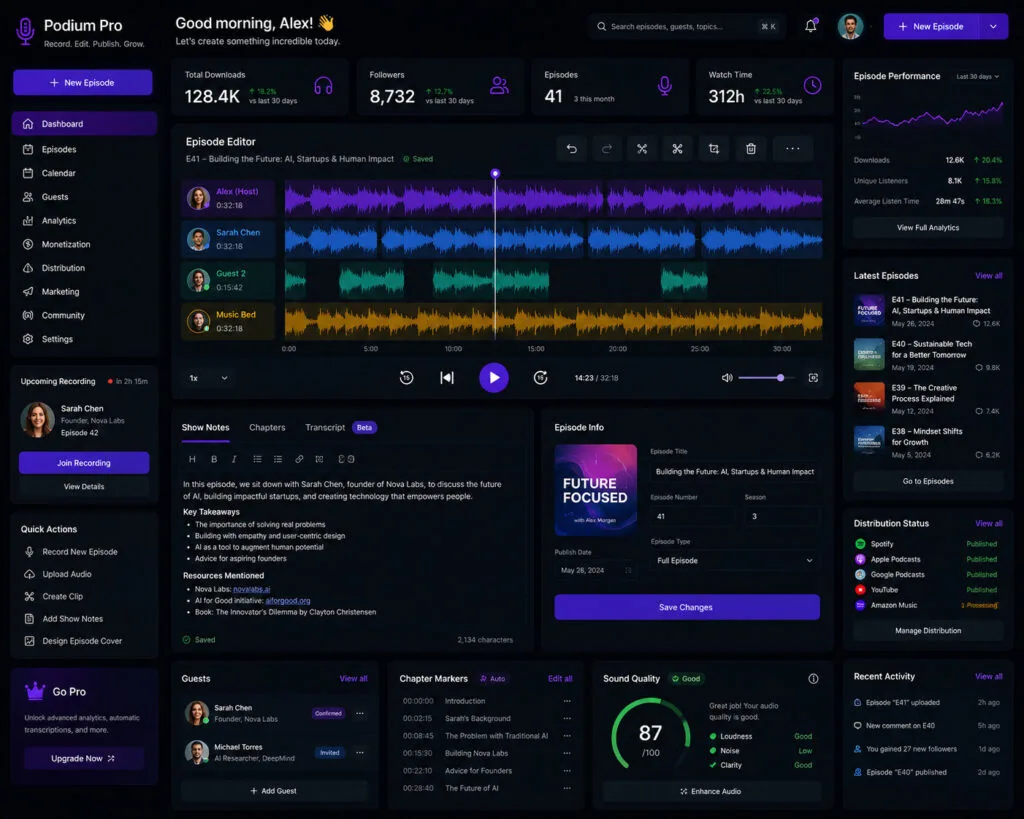 Home 27 Find The Best Ai Podcasting Tools For Transcription, Editing, Summaries, Audio Cleanup, Publishing, And Automated Podcast Production Workflows.